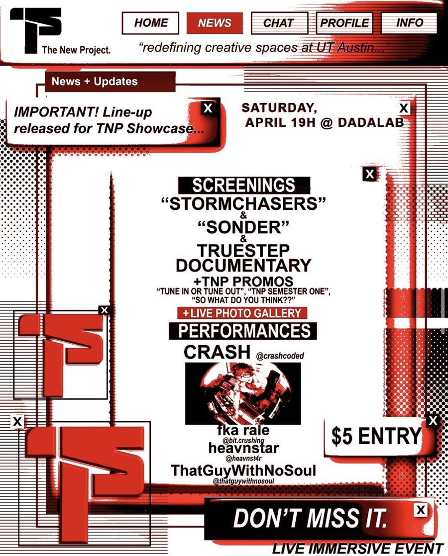TNP Showcase flyer: Dadalab, April 19 2025