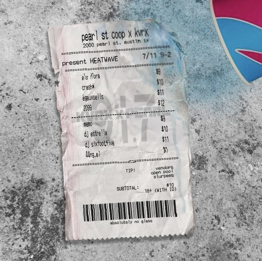 Heatwave flyer: Pearl St Co-op x KVRX, July 11 2026